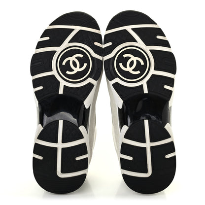 Chanel Calfskin Fabric Sneakers 38 White Silver Fluo Pink 4 of 4