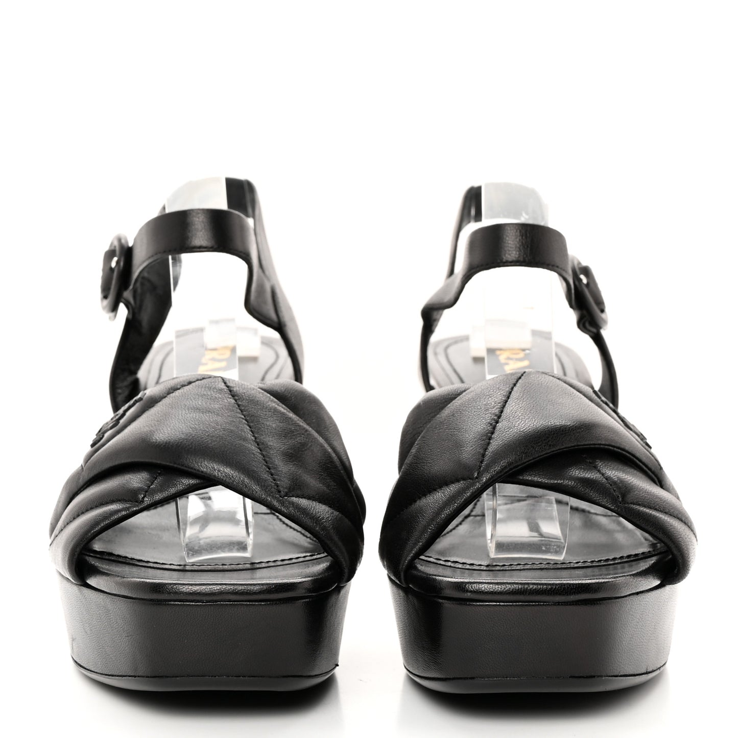 Nappa Logo Quilted Crisscross Platform 20/65mm Sandals 40 Black