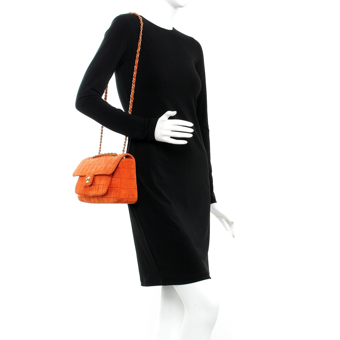 Suede Square Quilted Flap Orange