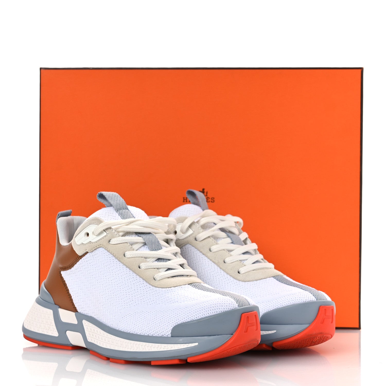 Hermes Technical Knit Suede Heros Sneakers 37 White Naturel 11 of 11