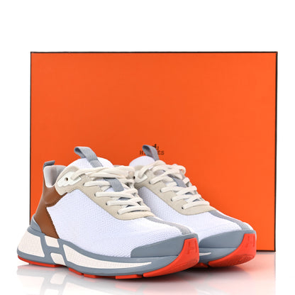 Hermes Technical Knit Suede Heros Sneakers 37 White Naturel 11 of 11