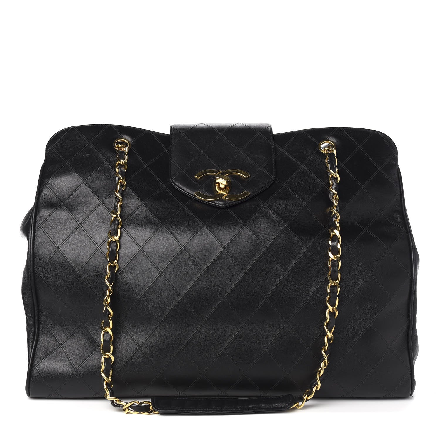 Chanel Calfskin Stitched XL Weekender Black 1 of 10