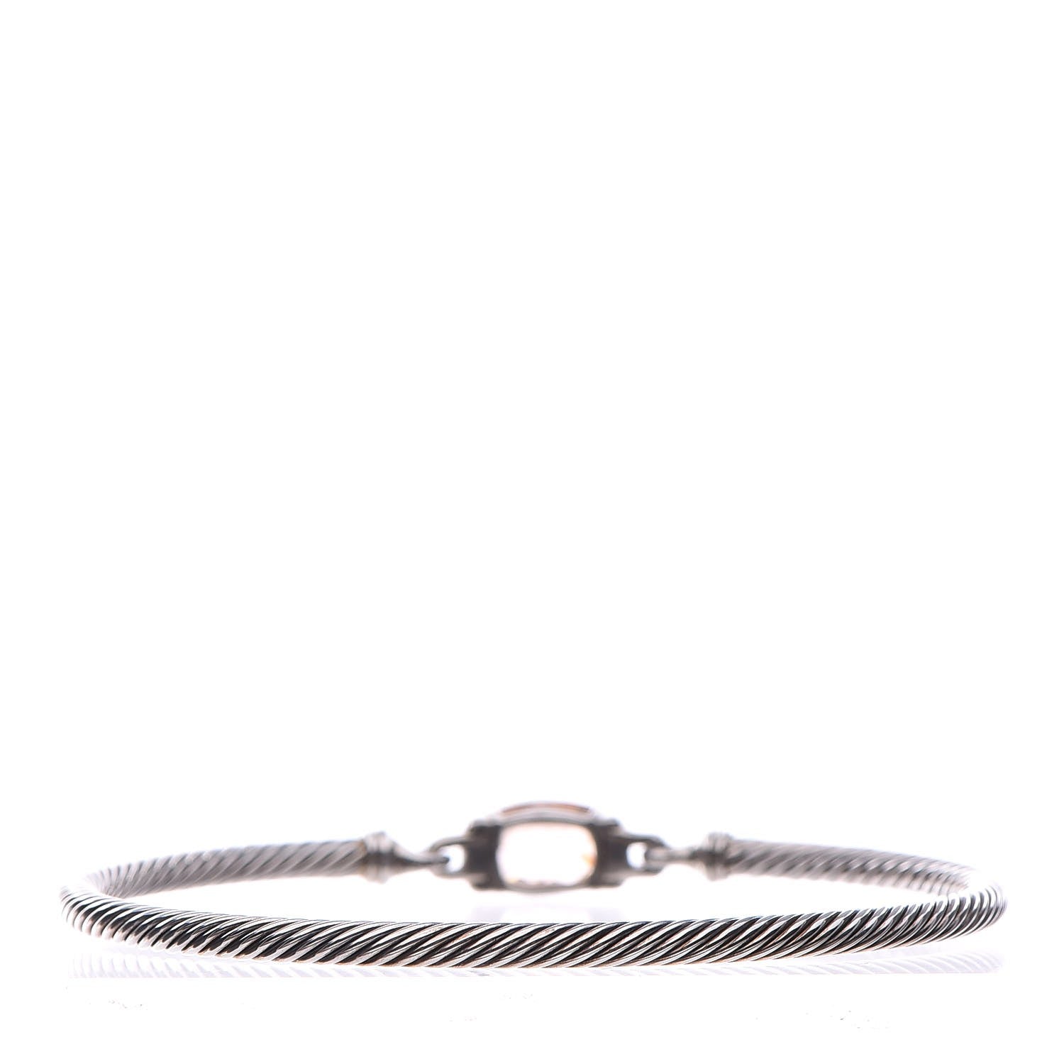 David Yurman Sterling Silver Diamond Morganite 3mm Petite Wheaton Bracelet 4 of 6