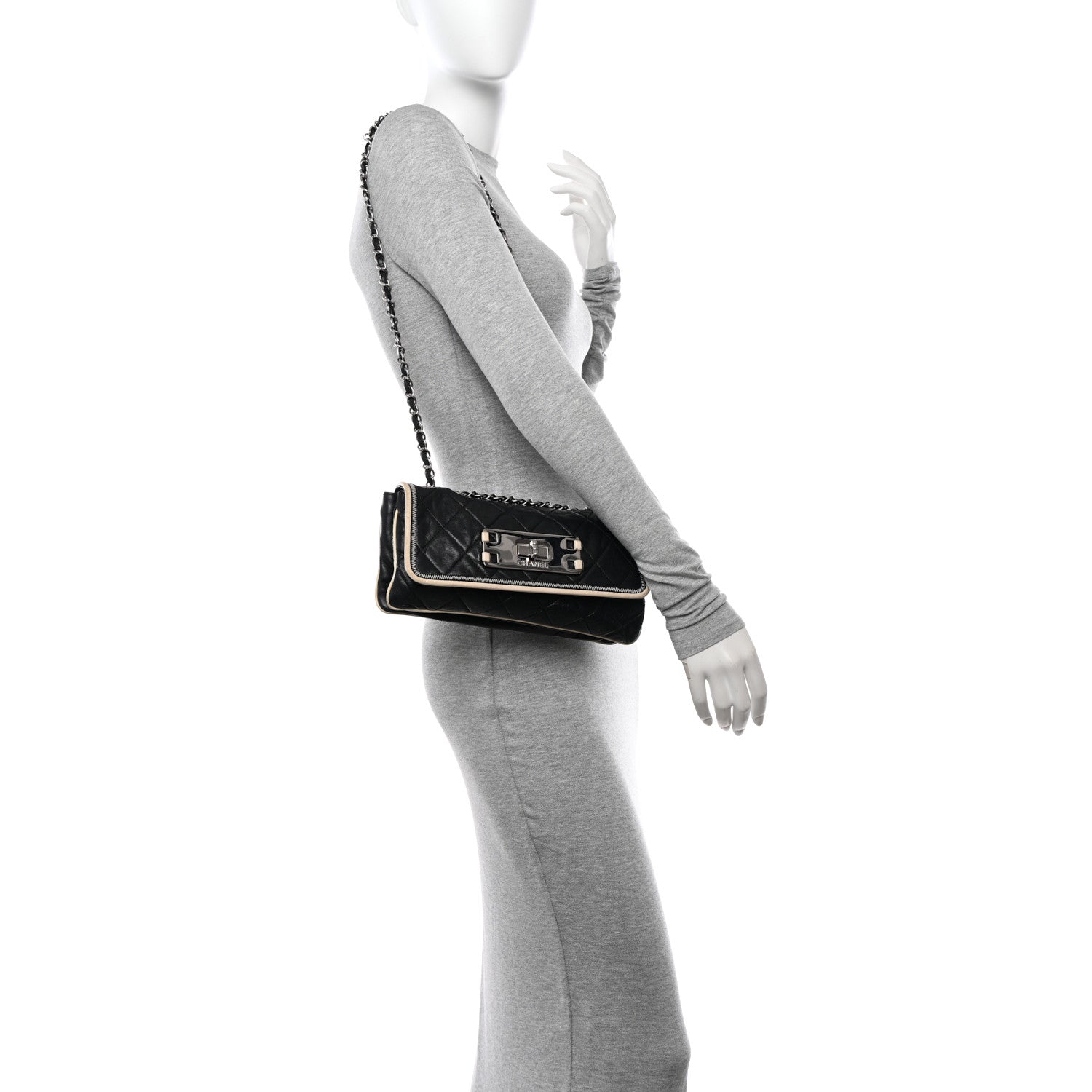 Chanel Lambskin East West Mademoiselle Flap Black 2 of 11