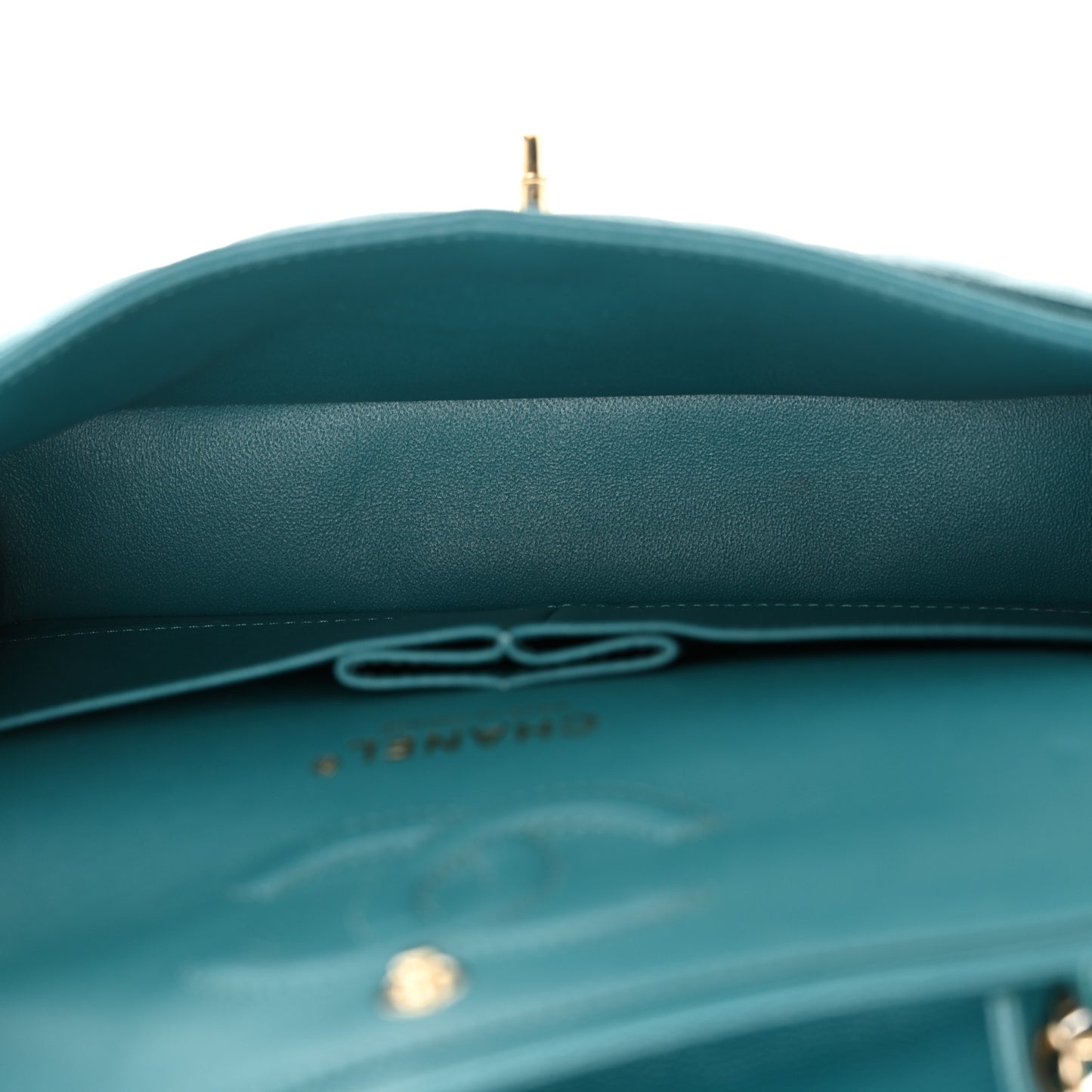 Caviar Quilted Small Double Flap Turquoise