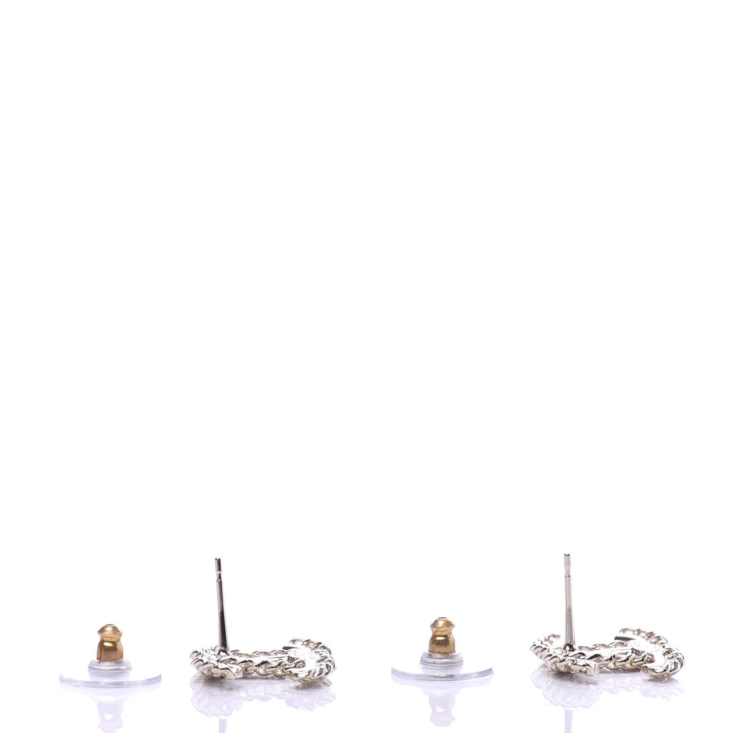 Crystal Chain CC Earrings Gold
