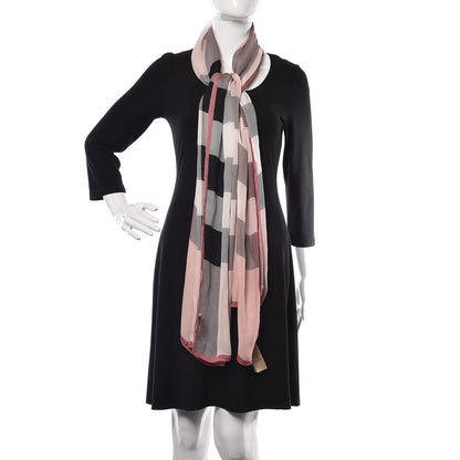 Burberry Silk Giant Check Scarf Pink 2 of 5
