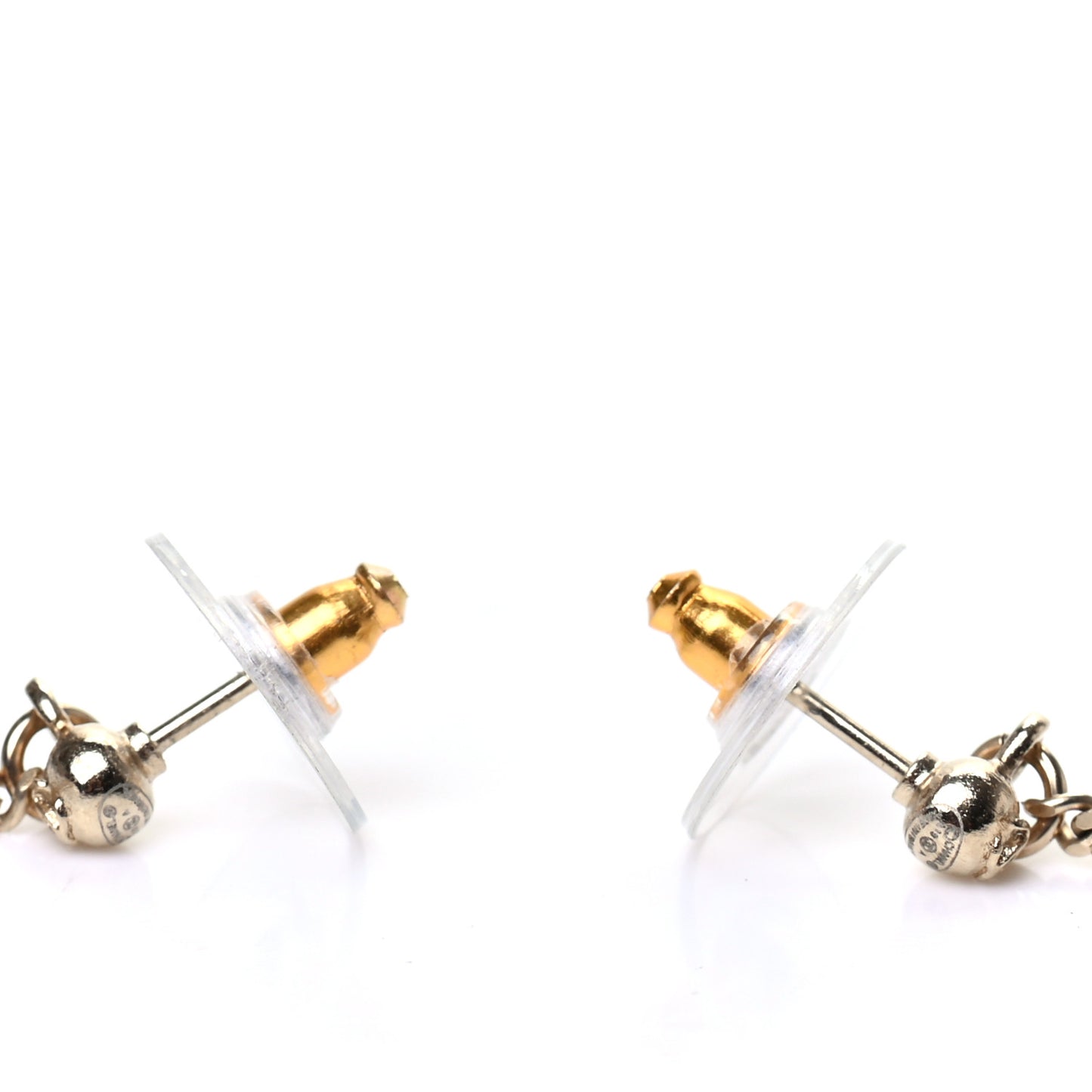 Crystal CC Drop Earrings Pink Grey Gold