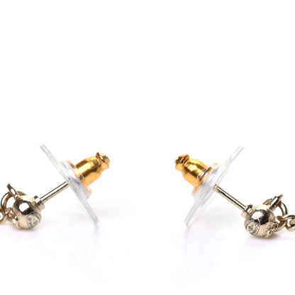 Chanel Crystal CC Drop Earrings Pink Grey Gold 3 of 3