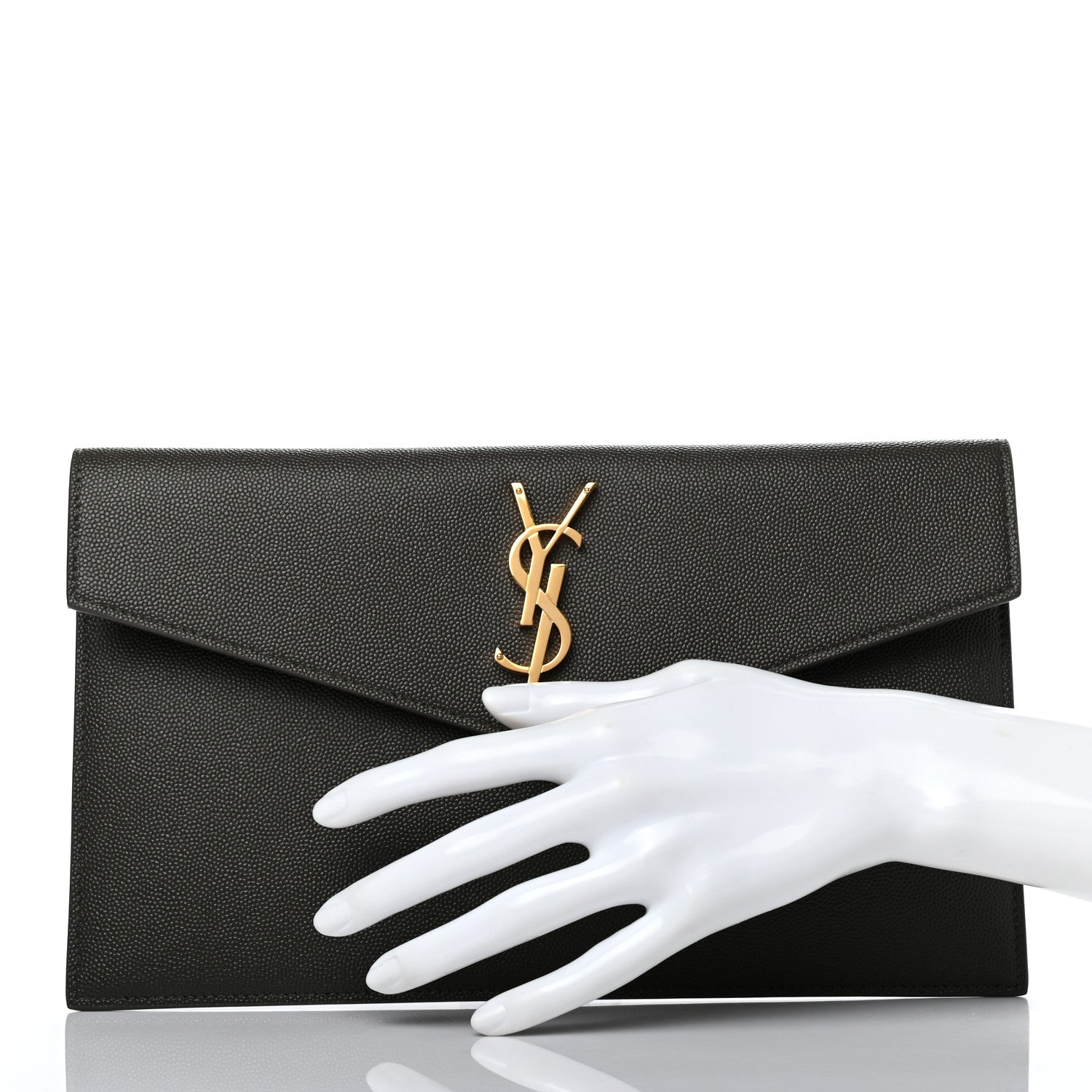 Saint Laurent Grain De Poudre Uptown Pouch Pebble 2 of 7