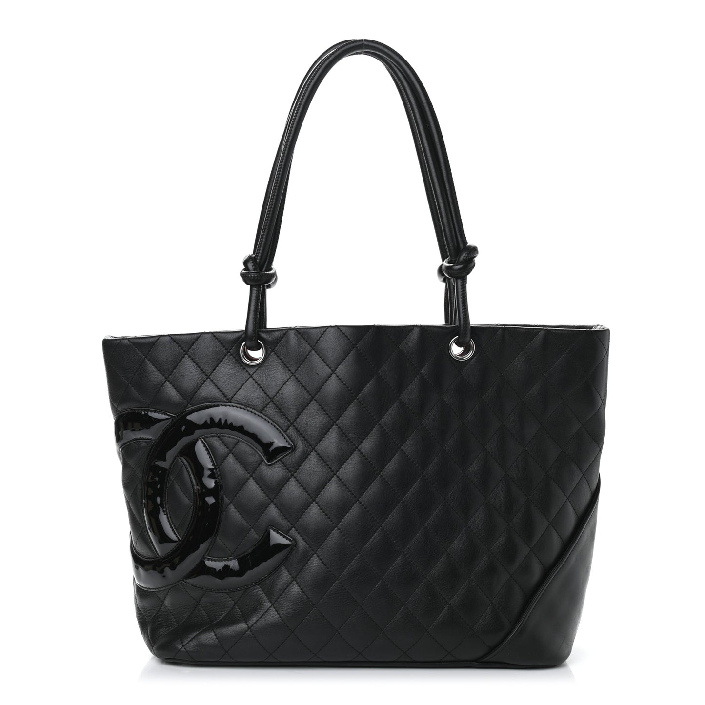 Calfskin Quilted Large Cambon Tote Black
