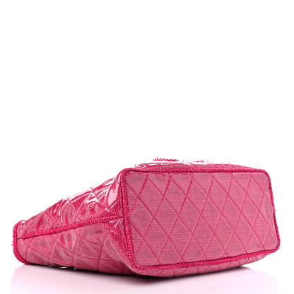 Chanel Vinyl Quilted Funny Tweed Tote Fuchsia 4 of 15