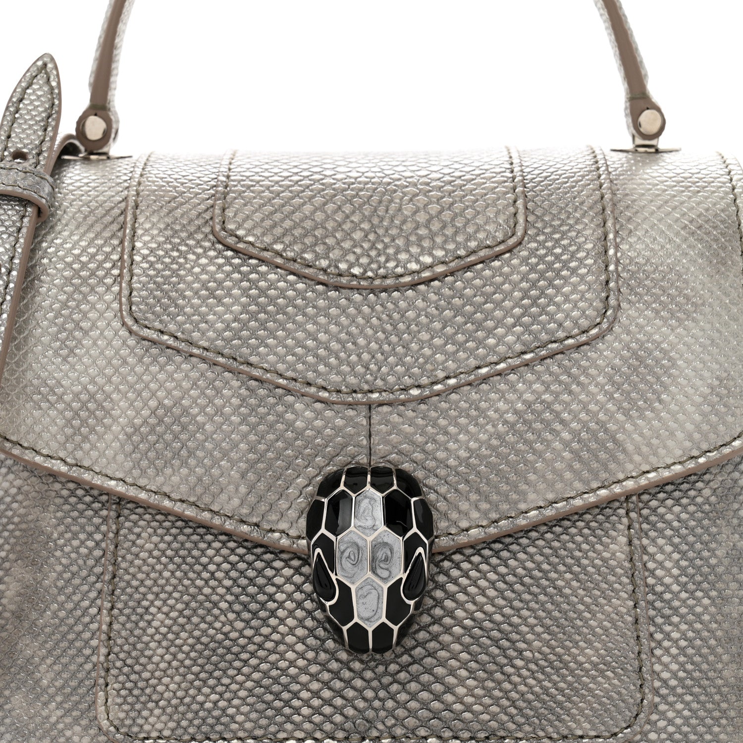 Bulgari Metallic Karung Serpenti Forever Top Handle Silver 10 of 13