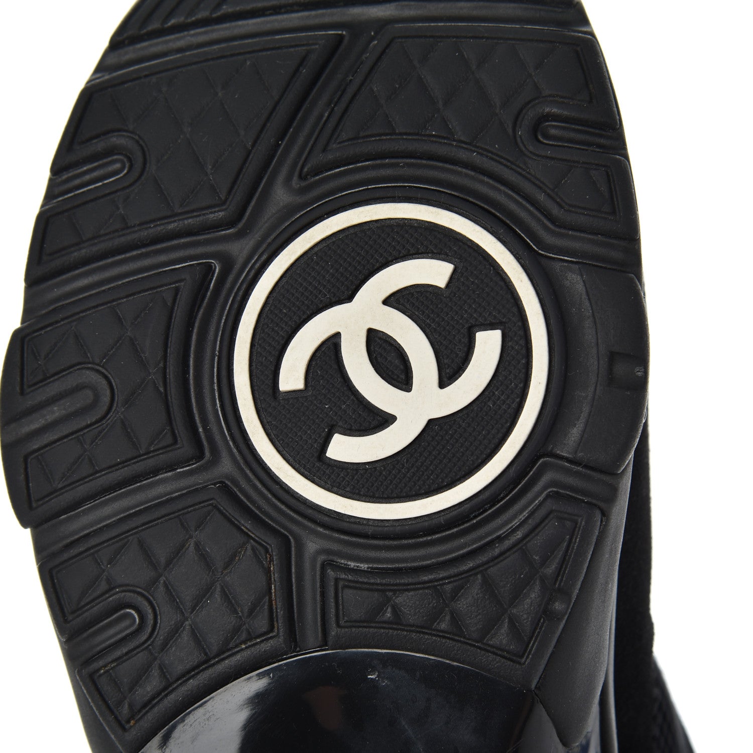 Chanel Fabric Calfskin Suede CC Sneakers 37.5 Black 7 of 16