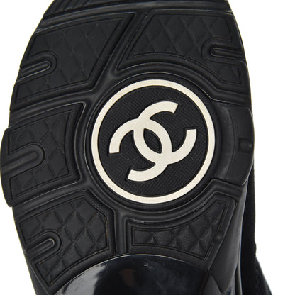 Chanel Fabric Calfskin Suede CC Sneakers 37.5 Black 7 of 16