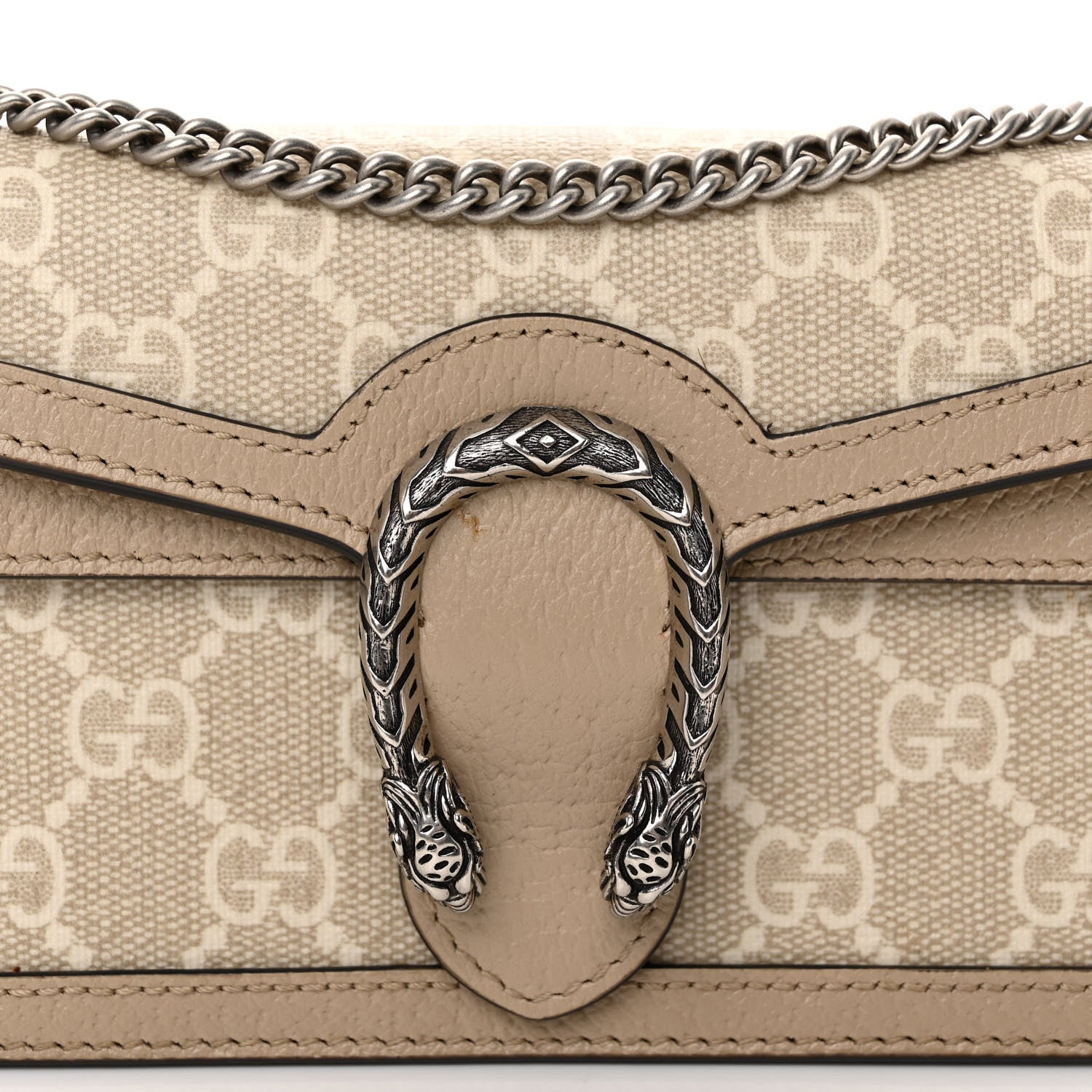 Gucci GG Supreme Monogram Textured Dollar Calfskin Super Mini Dionysus Shoulder Bag Beige Mystic White Oatmeal 7 of 12