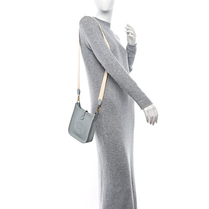 Hermes Taurillon Clemence Amazone Evelyne TPM Bleu Pale Nata 2 of 9