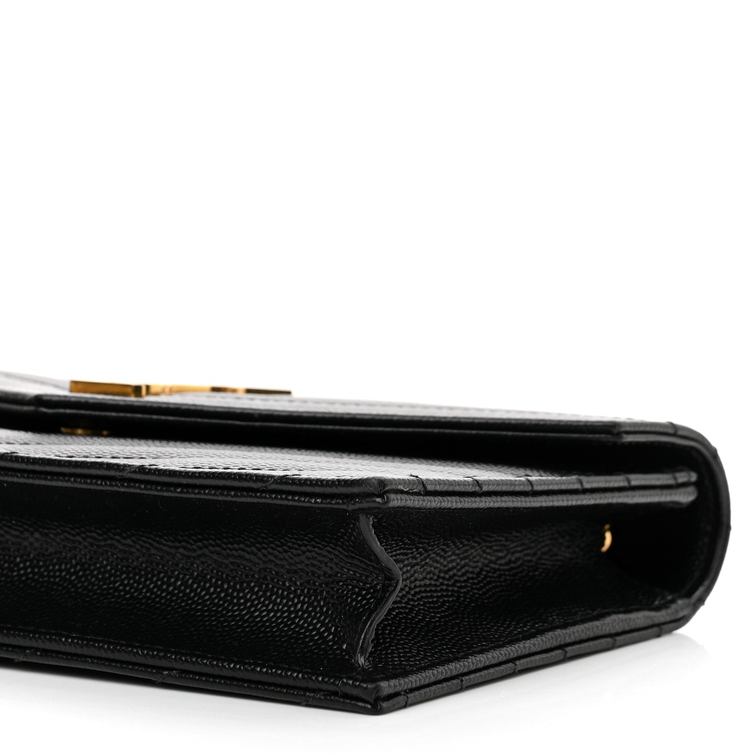 Saint Laurent Grain De Poudre Matelasse Chevron Monogram Envelope Chain Wallet Black 8 of 8