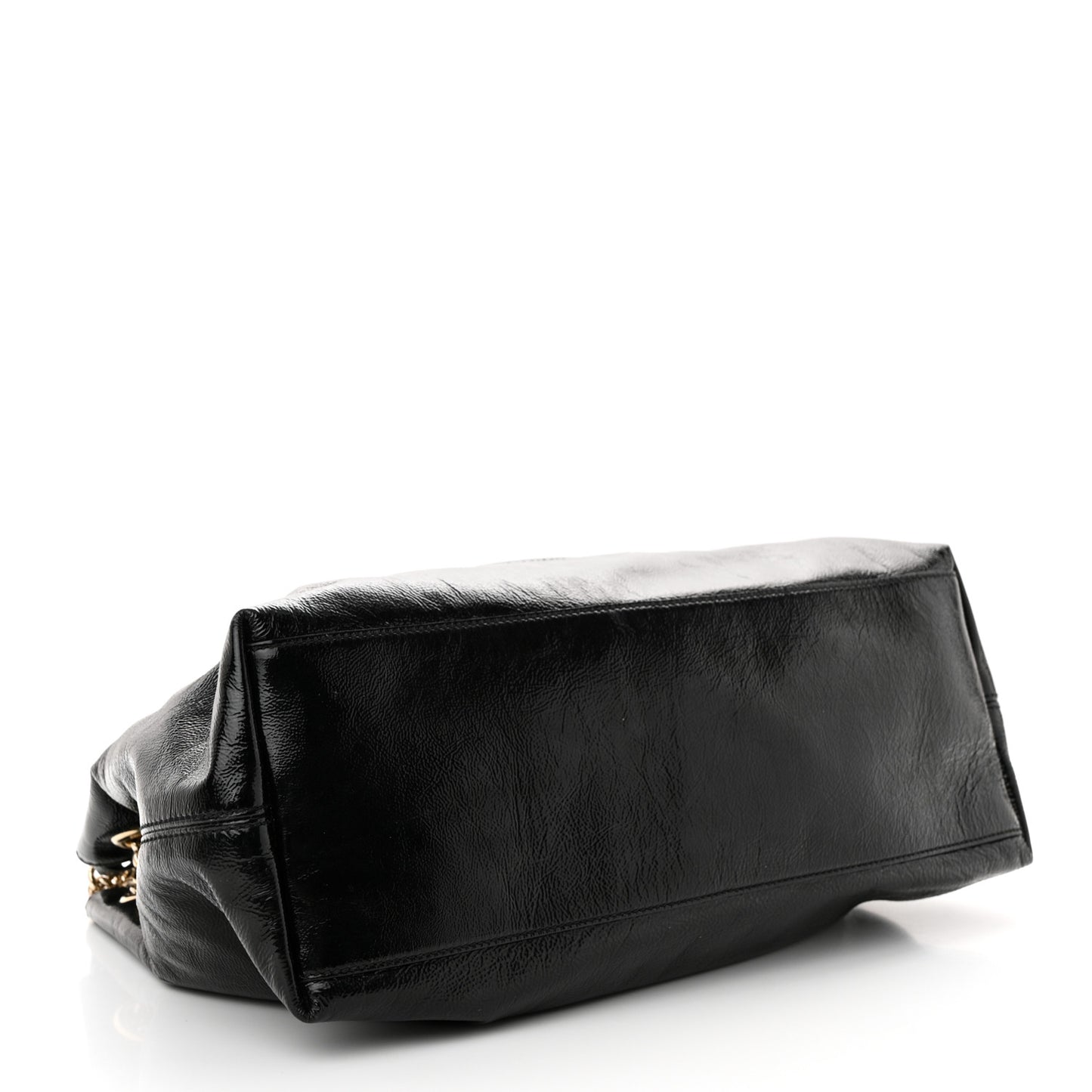 Patent Medium Soho Chain Shoulder Bag Black