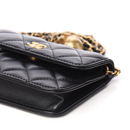 Chanel Lambskin Quilted Pearl Crush Clutch With Chain Black 9 of 10