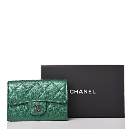 Chanel Metallic Caviar Quilted Card Holder Green 9 of 9