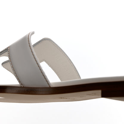 Hermes Box Calfskin Oran Sandals 35 White 6 of 9