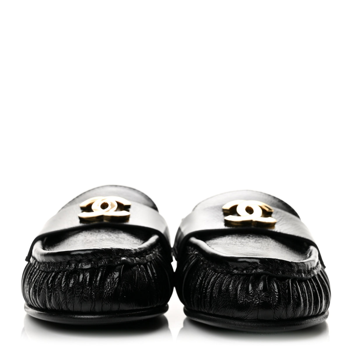 Chanel Shiny Crumpled Lambskin CC Mules 36 Black 3 of 11