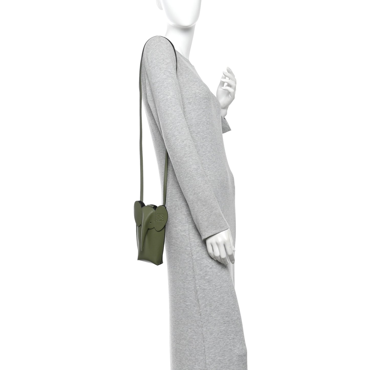 Calfskin Elephant Pouch Crossbody Bag Avocado