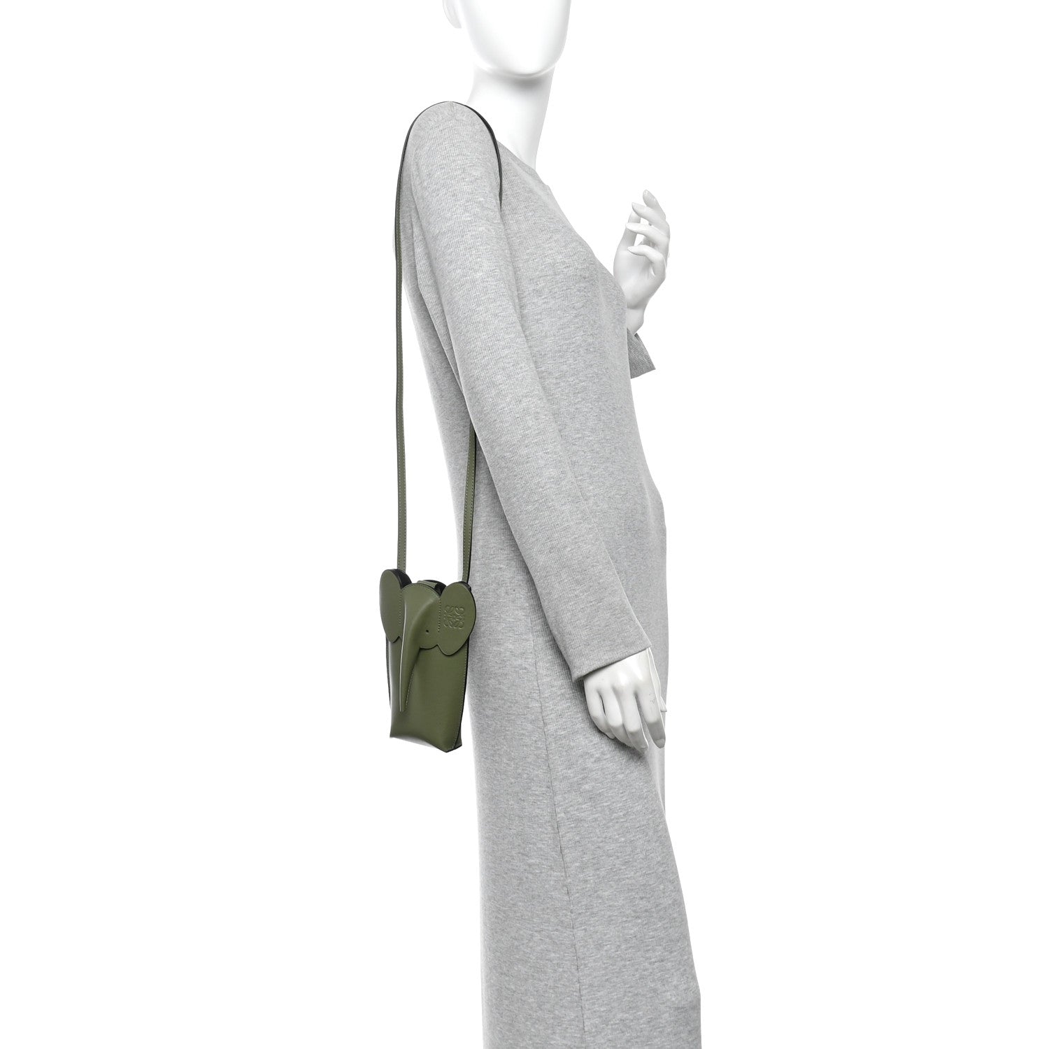 Loewe Calfskin Elephant Pouch Crossbody Bag Avocado 2 of 9