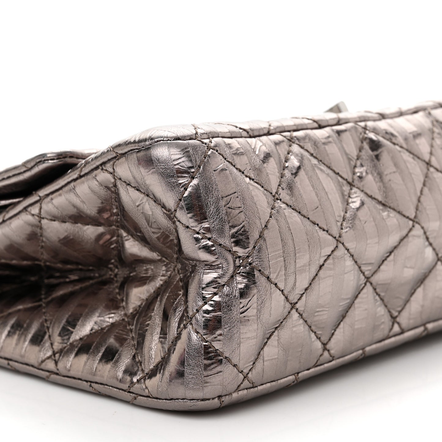 Metallic Calfskin Striped 2.55 Reissue 226 Flap Dark Silver