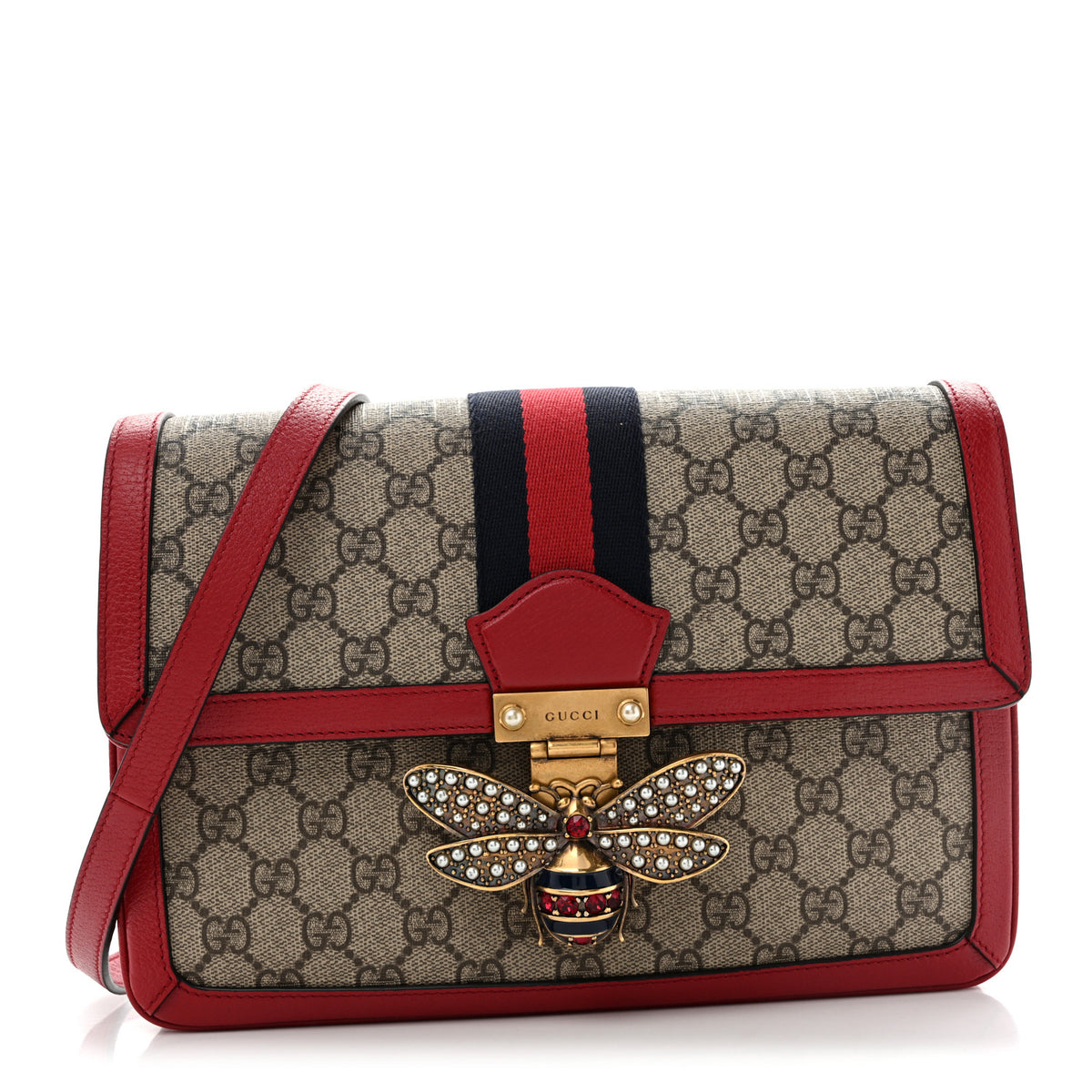 Gucci GG Supreme Monogram Medium Queen Margaret Shoulder Bag Red 1 of 15