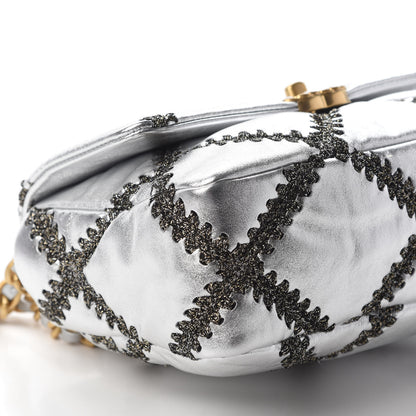 Chanel Metallic Calfskin Crochet Medium Chanel 19 Flap Silver 7 of 8