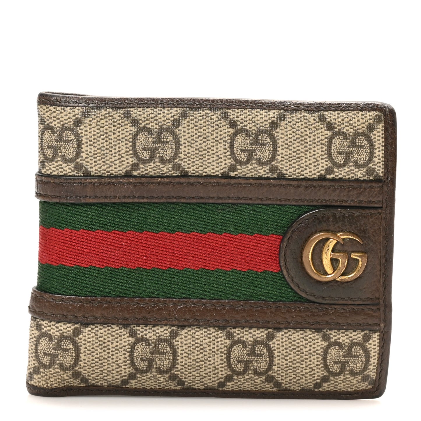 GG Supreme Monogram Web Mens Ophidia Bi-Fold Wallet Beige New Acero
