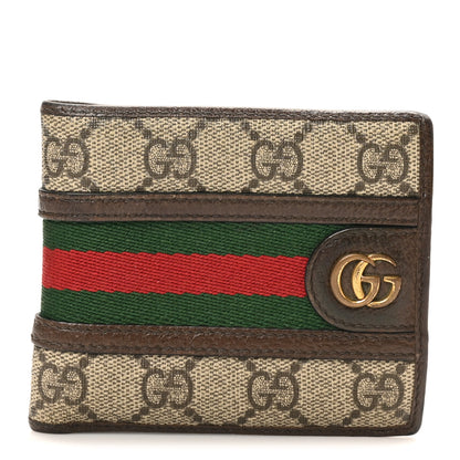 Gucci GG Supreme Monogram Web Mens Ophidia Bi-Fold Wallet Beige New Acero 8 of 8