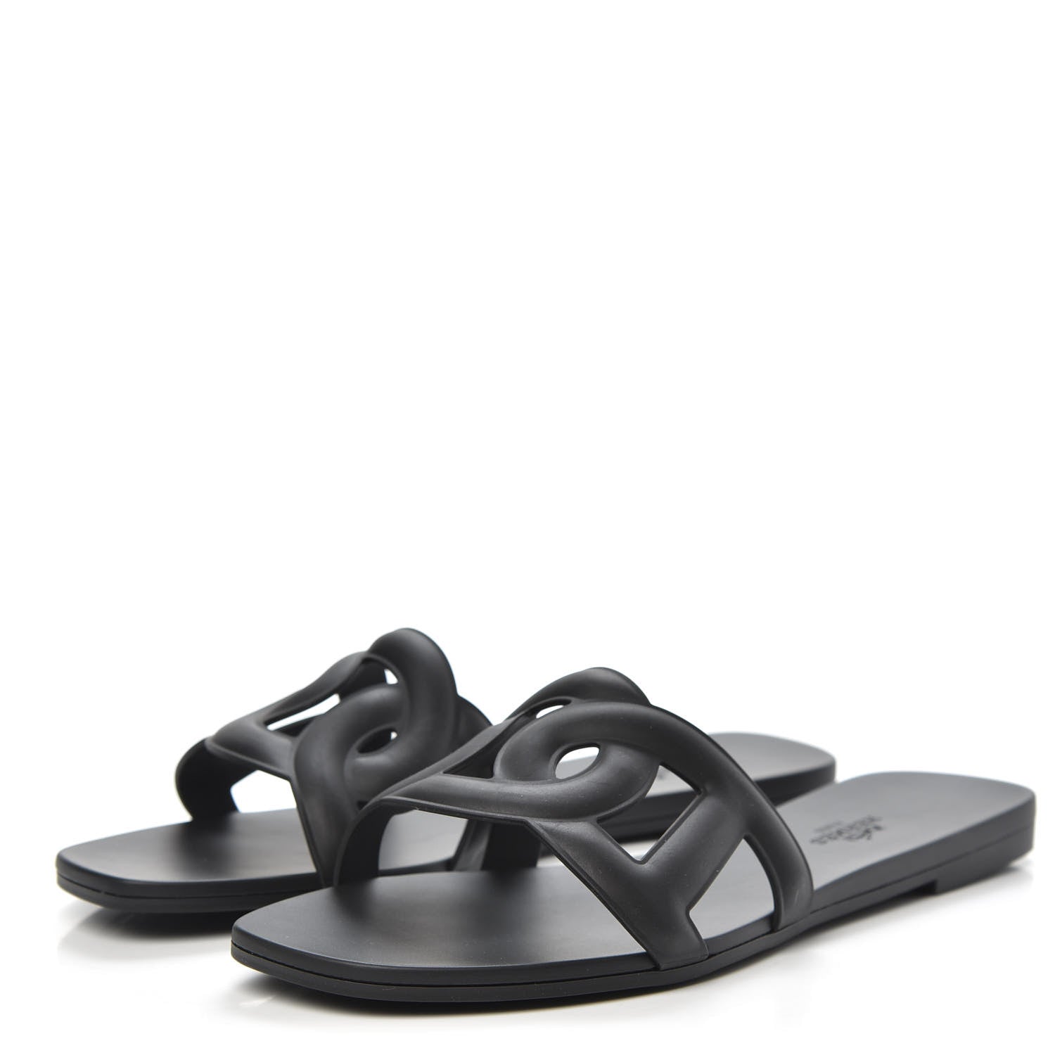 Hermes Rubber Aloha Sandals 39 Black 3 of 8