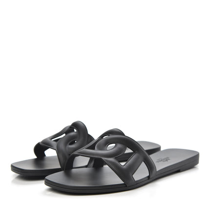 Hermes Rubber Aloha Sandals 39 Black 3 of 8