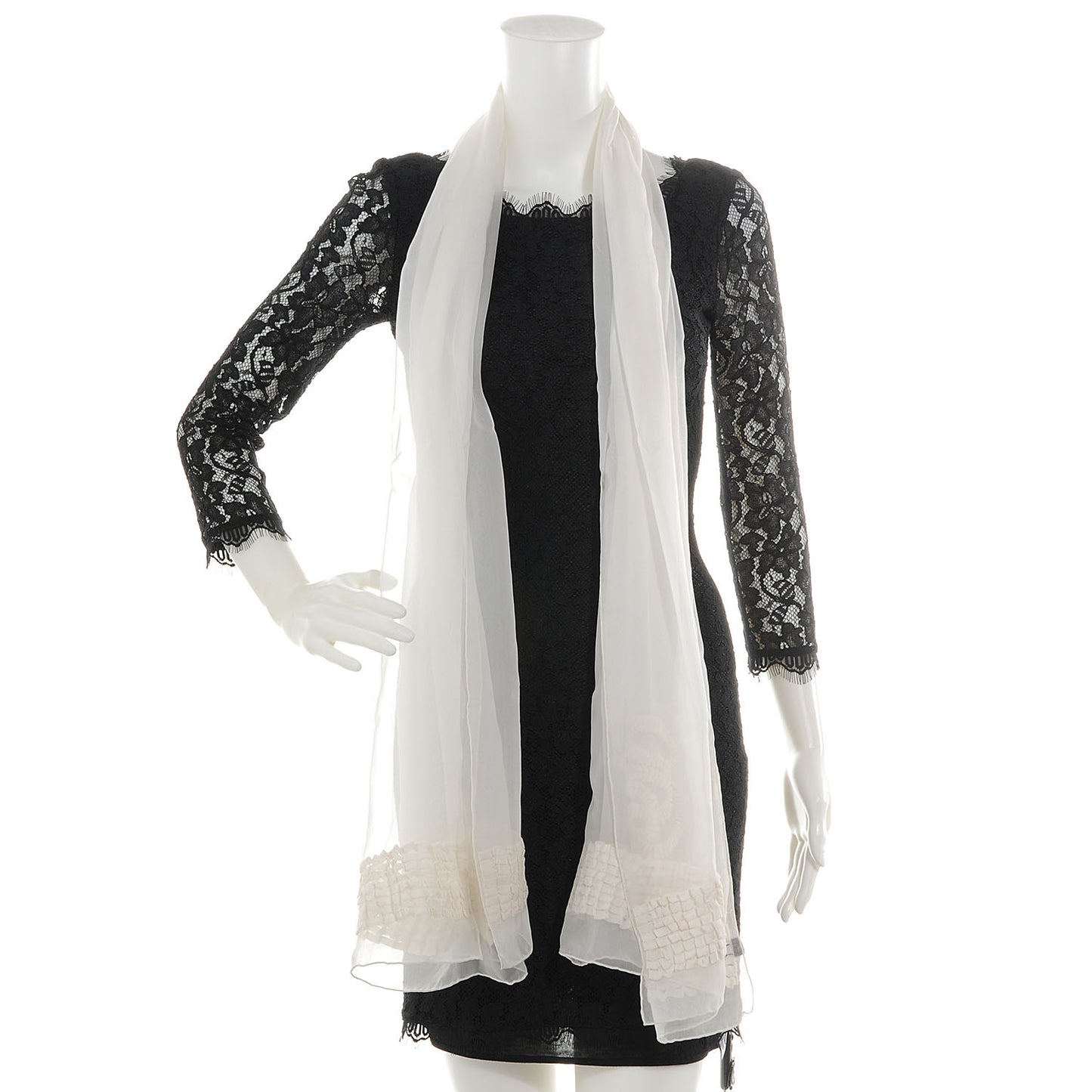 Silk Camellia Scarf White Cream