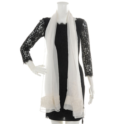 Chanel Silk Camellia Scarf White Cream 2 of 5