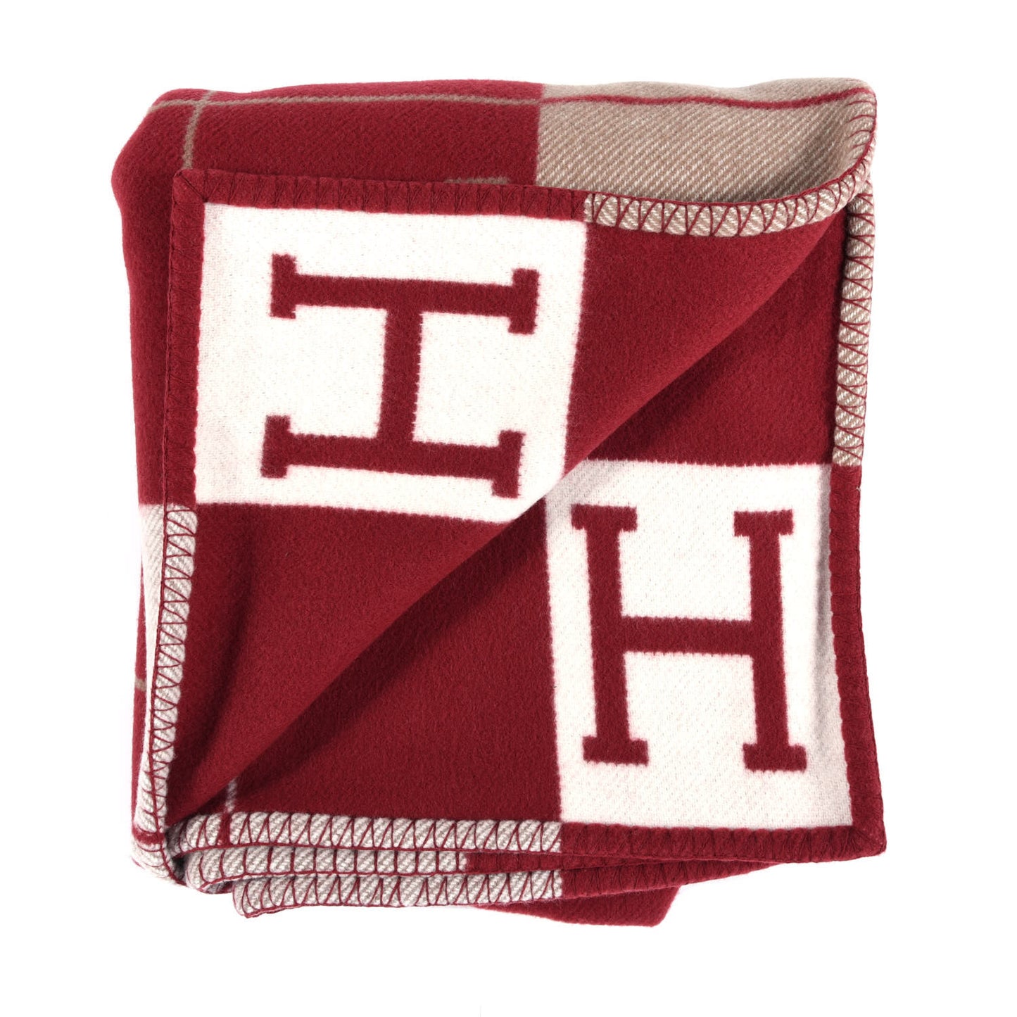 Wool Cashmere Avalon III Blanket Ecru Rouge H