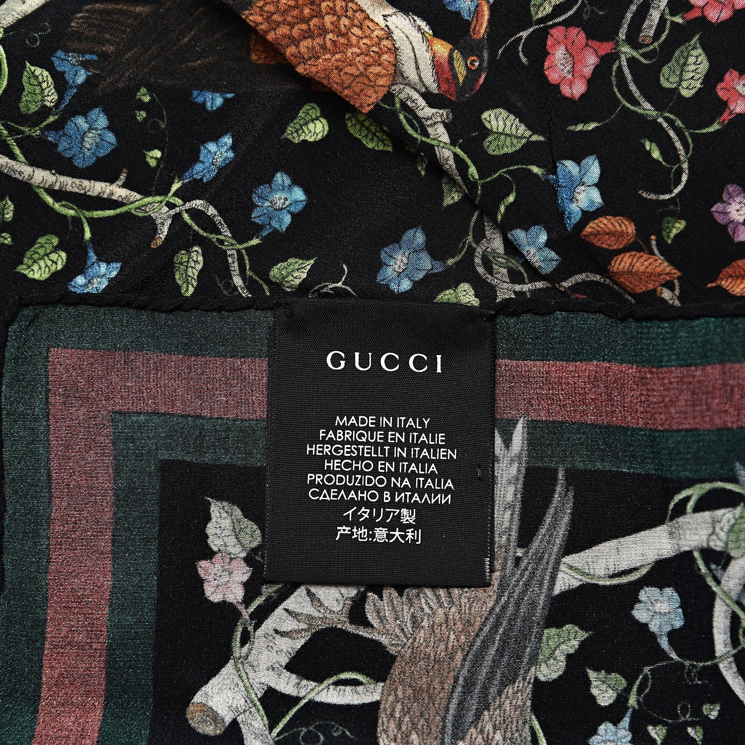 Gucci Silk Floral Condor Square Handkerchief Black 3 of 4