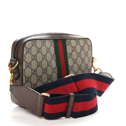 Gucci GG Supreme Monogram Textured Dollar Calfskin Web Ophidia Wristlet Shoulder Bag Beige Ebony New Acero 3 of 10