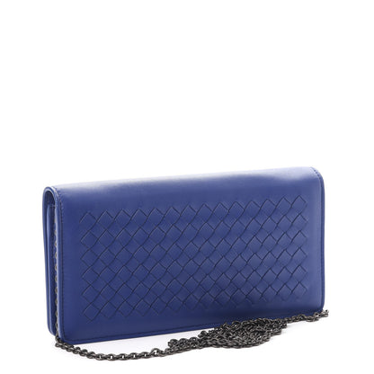 Bottega Veneta Nappa Intrecciato Continental Wallet on Chain Cobalt 4 of 9