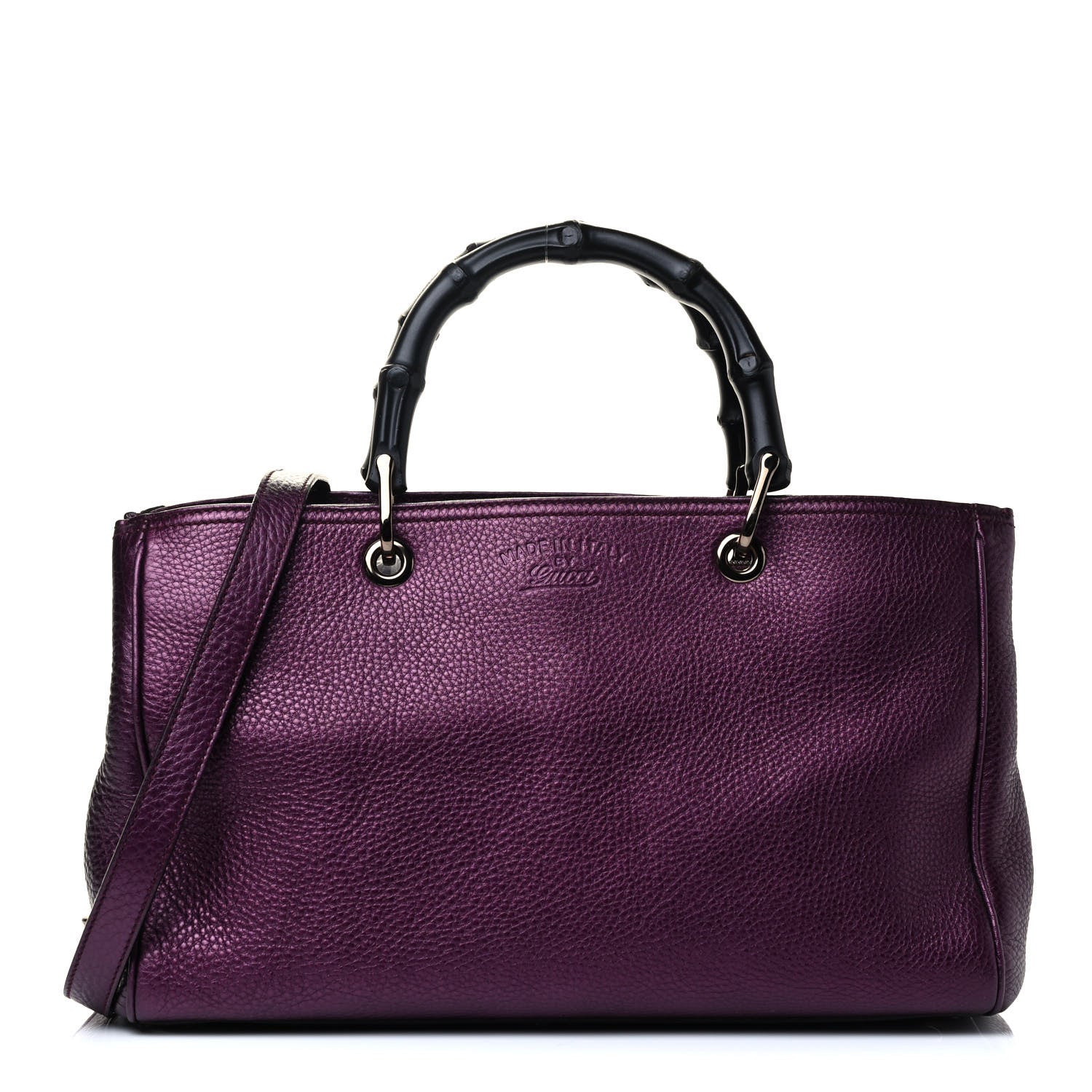 Gucci Pebbled Calfskin Medium Bamboo Shopper Tote Purple 1 of 4