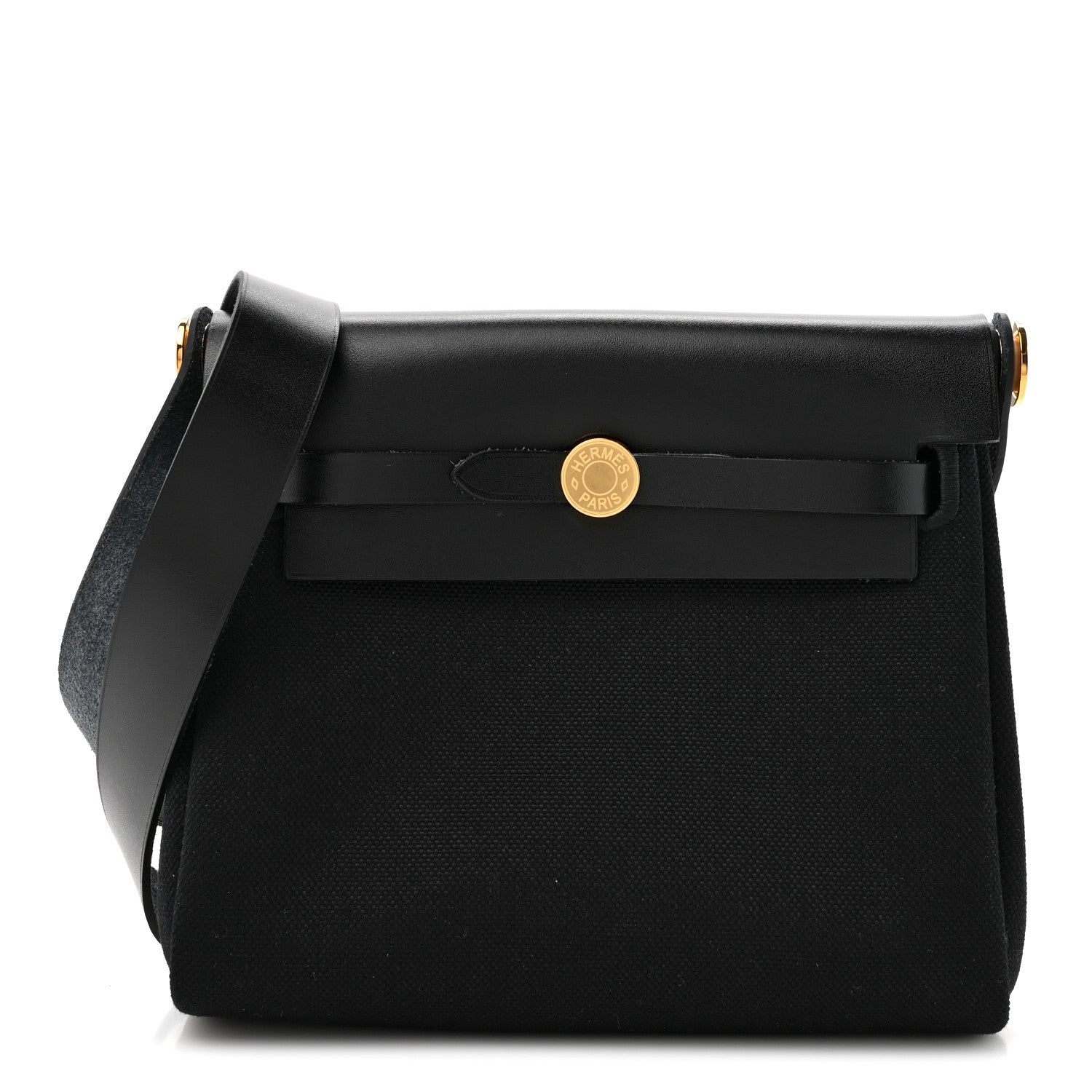 Hermes Military Toile Vache Hunter Herbag Zip Retourne 20 Black 1 of 11