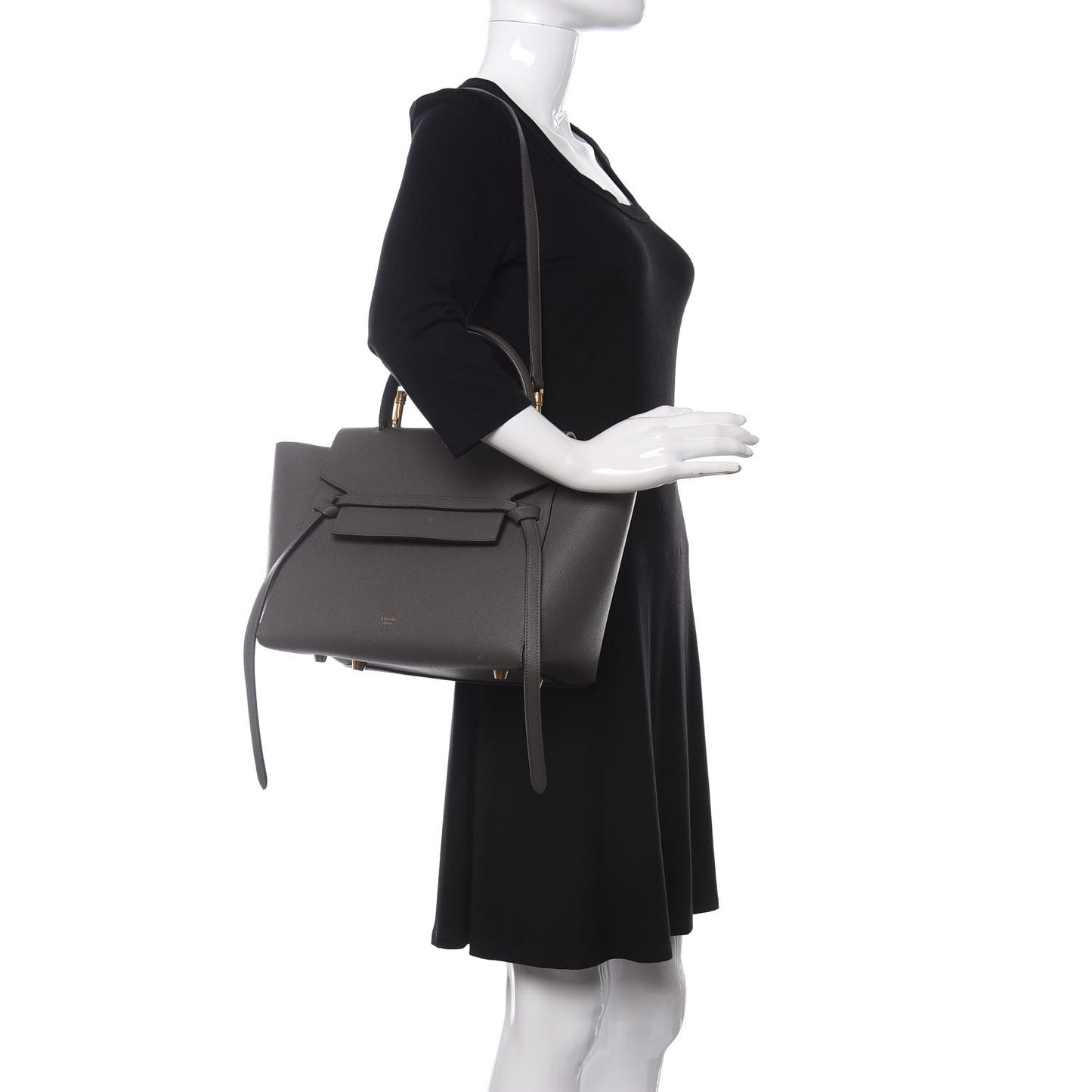 Grained Calfskin Small Belt Bag Grey
