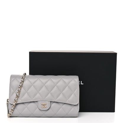 Chanel Caviar Quilted Phone Holder Wallet on Removable Chain Grey 10 of 10