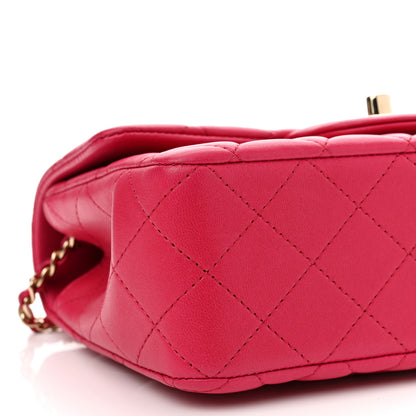 Chanel Lambskin Quilted Mini Top Handle Rectangular Flap Dark Pink 8 of 9