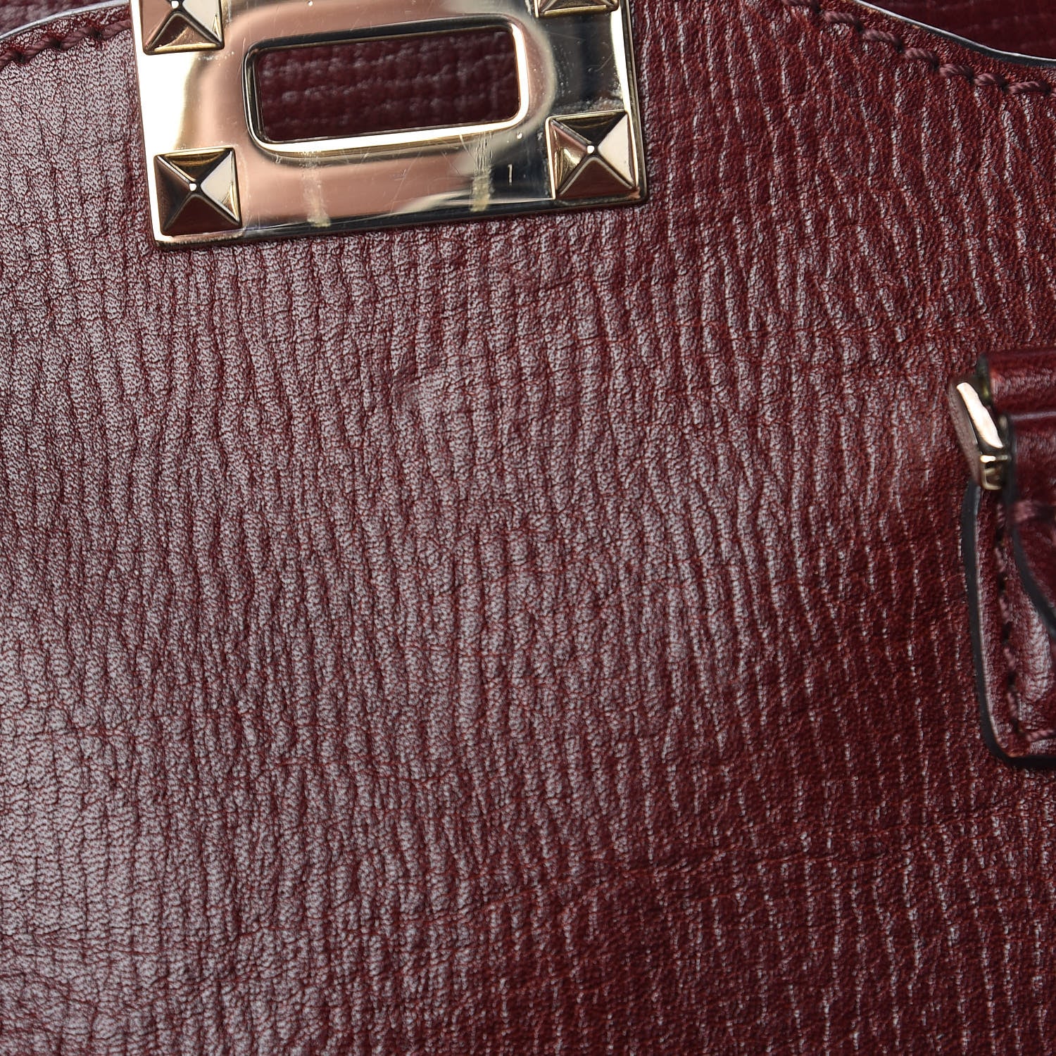 Valentino Garavani Textured Calfskin Rockstud Double Handle Tote Wine 12 of 12