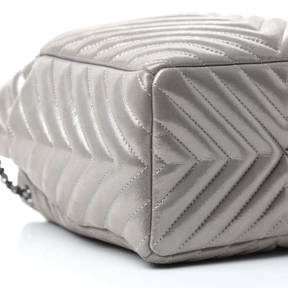 Chanel Iridescent Calfskin Chevron Small Urban Spirit Drawstring Bag Silver 6 of 18