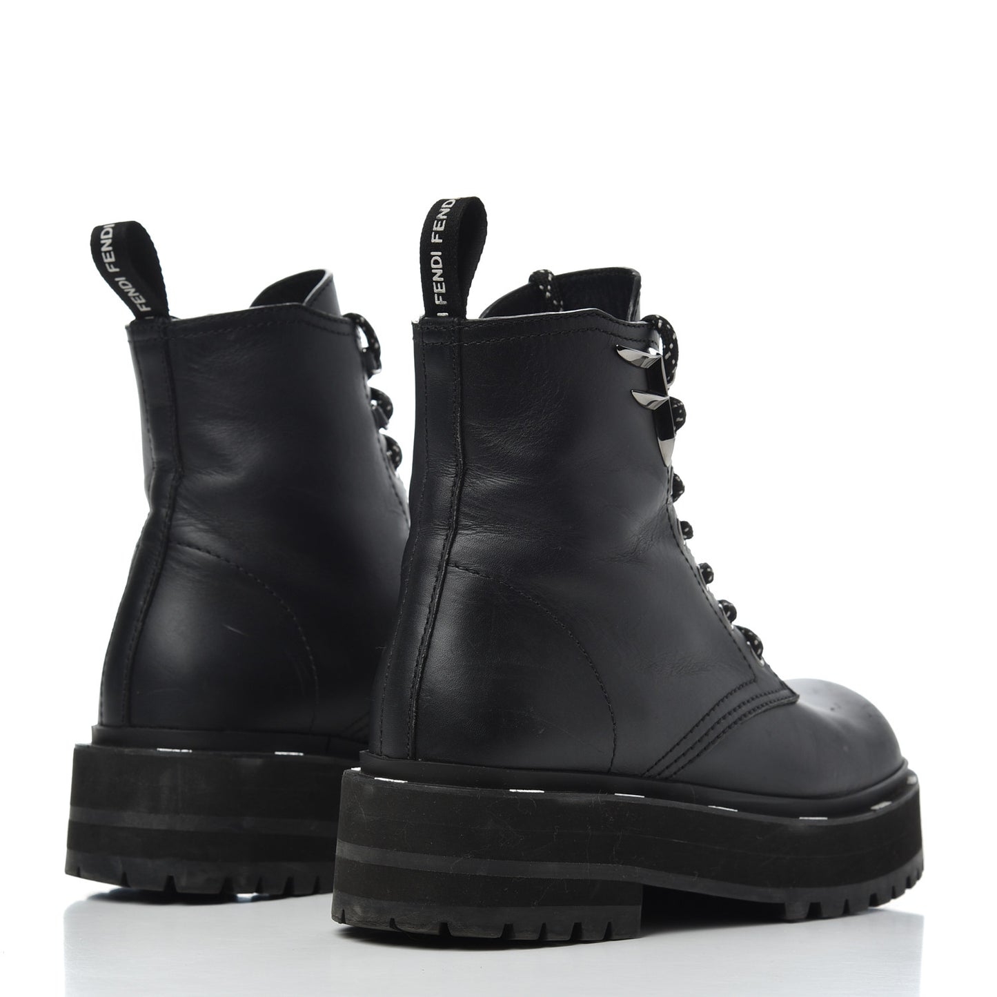 Calfskin FFreedom Platform Biker Boots 35 Black